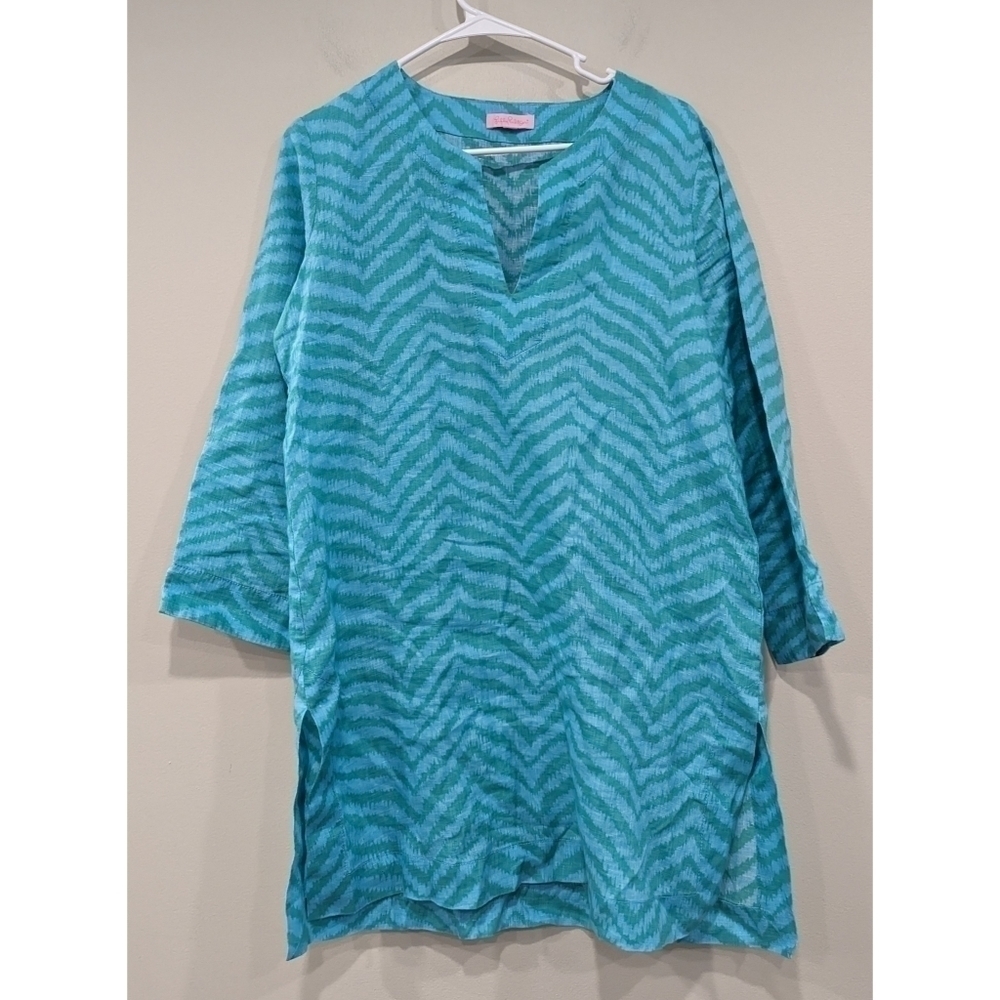 Lilly Pulitzer Linen Marco Island Tunic in Jewel Zebron Size Small
